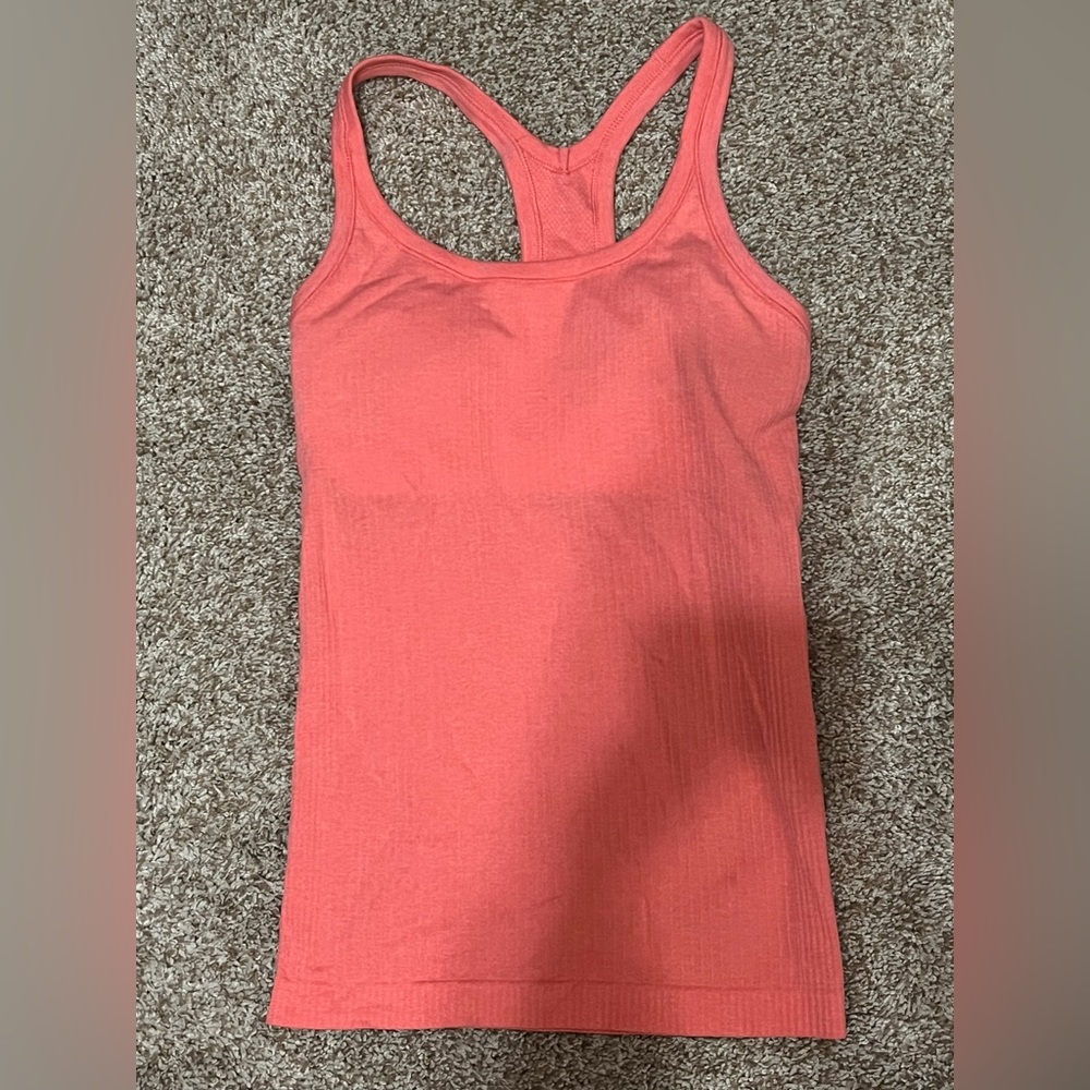 Size 2 NWOT lululemon Ebb to Street coral racerback tank